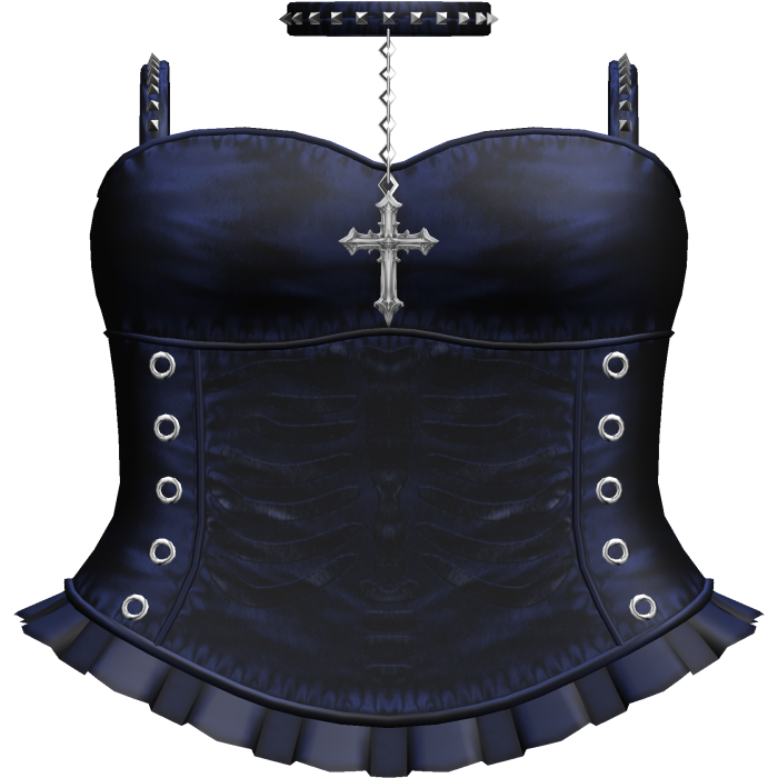 Emo Gothic Ribcage Dress w Choker in Blue