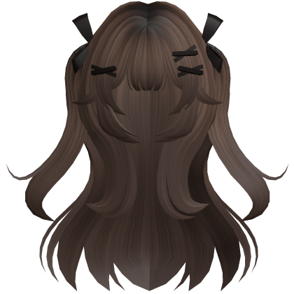 Brown Cute Wavy Pigtails w/ Ribbon Clips