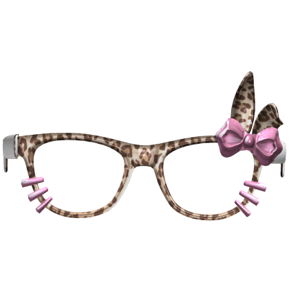Leopard Hime Gyaru Bunny Ear Glasses Pink Bow Roblox item