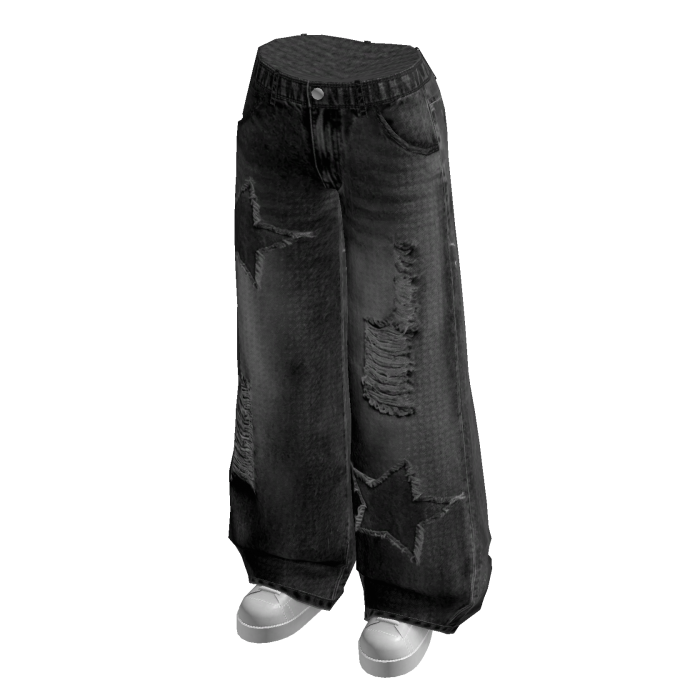 Distressed Wide Leg Jeans (Black)