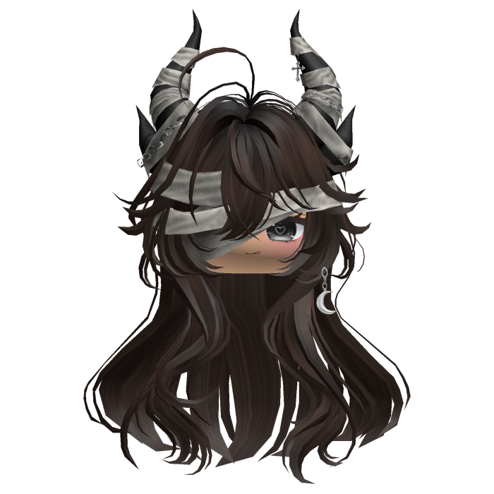 Horned Anime Demon Wolfcut (Dark Brown)