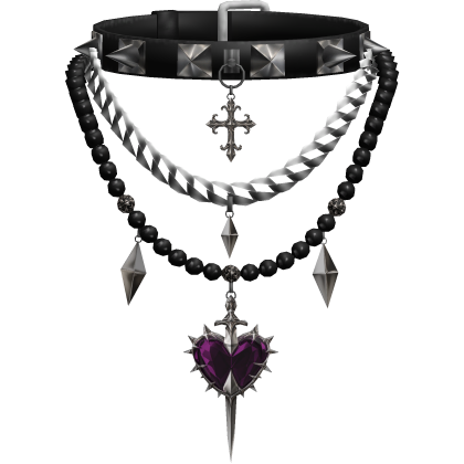 Layered Goth Heart Necklace