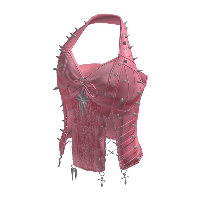 Halter Top with Stars and Front Tie (Pink)