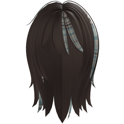 ♡ overgrown brown hair with mint plaid streaks