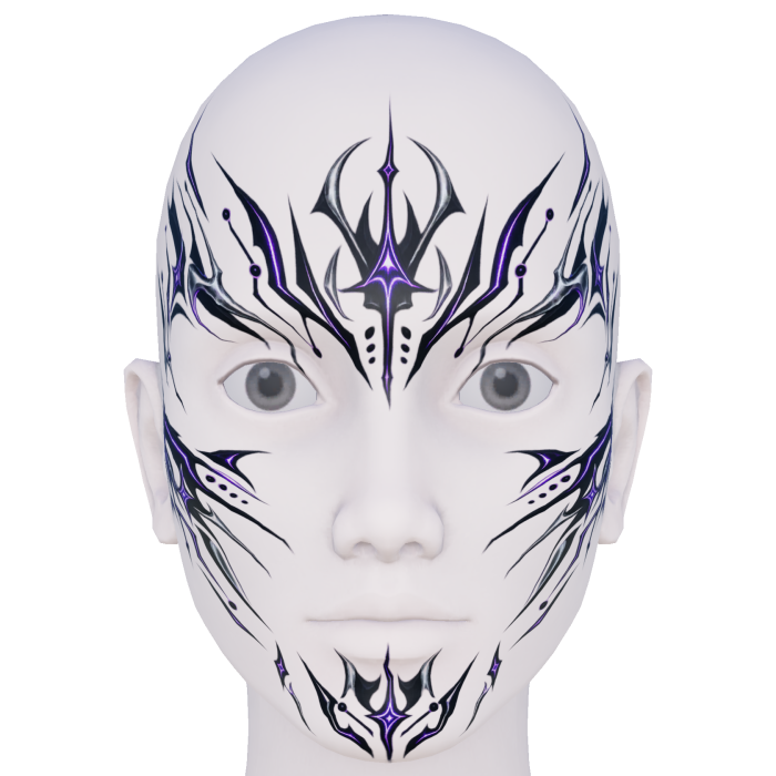 Purple Dark Cyber Tribal Face Makeup
