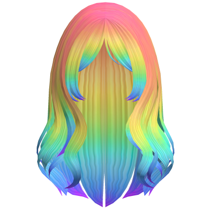 Preppy Wavy Hair w/ Curtain Bangs (Rainbow)