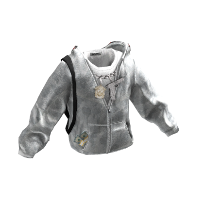 White BAPE Zip-Up Hoodie w Toy Chain Roblox catalog item