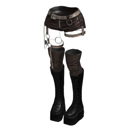Gothic Emo Y2K Shorts boot straps (Brown Beige)