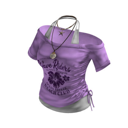 Off Shoulder Graphic Top (Purple)