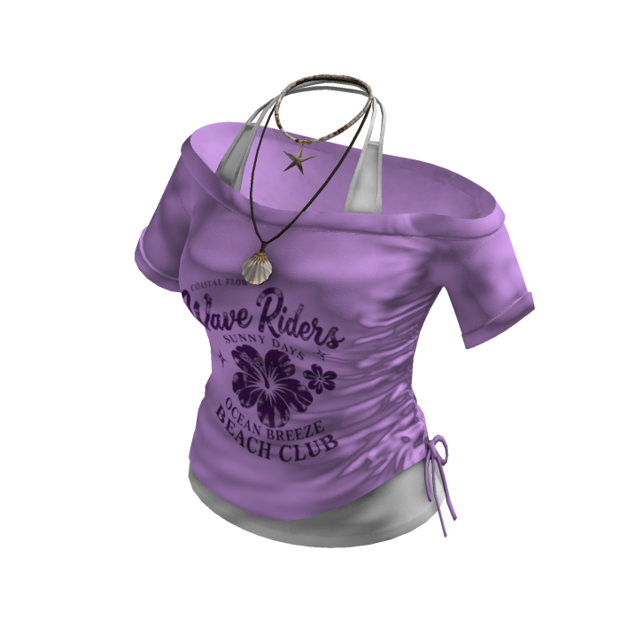 Off Shoulder Graphic Top (Purple)