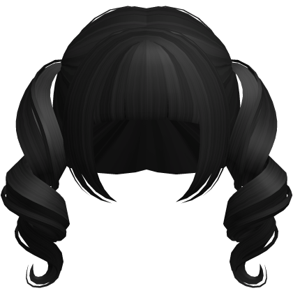 ♡ : cute black curly baby pigtails Roblox item