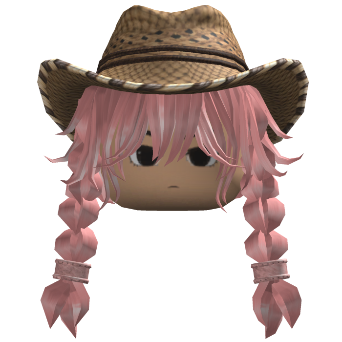 Braided Hair w/ Cowboy Hat (Pink)