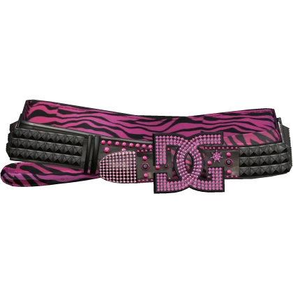 Y2K Scene Rhinestone Black Pink Zebra McBling Belt | Roblox Item