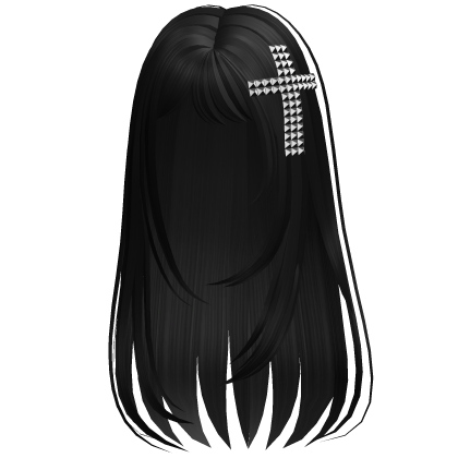 Delicate Straight Hair w Cross Black