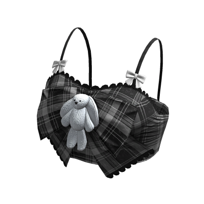 Bunny Bow Plaid Cami Top (Black)