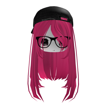 ♡ Long Hair W/ Moe Face And Glasses (hot pink) Roblox item