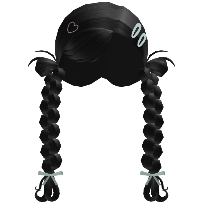 Long Black Braided Hair w/ Bows