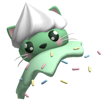 kawii green ice cream sprinkles cat