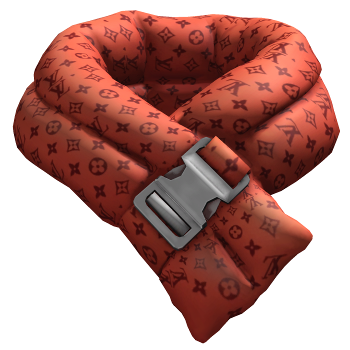 Red LV Designer Puffer Lower Scarf