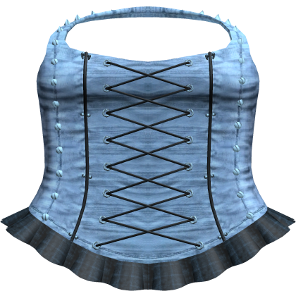 Gothic Spiked Lace-Up Corset Top (Denim Blue)