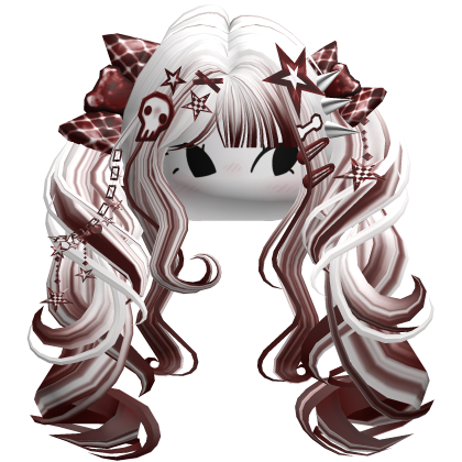 ♡ Scene Fluffy Gyaru Pigtails (White & Red)