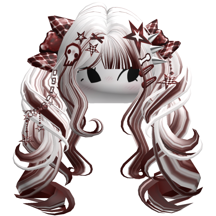 ♡ Scene Fluffy Gyaru Pigtails (White & Red)