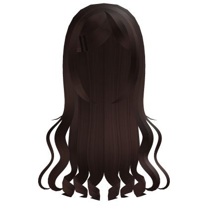 ♡ ꒰ sweet brown long curly hair w/ clips ꒱ Roblox item