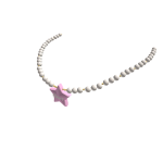 ꒰♡꒱ White pearl claws necklace w/ pink star