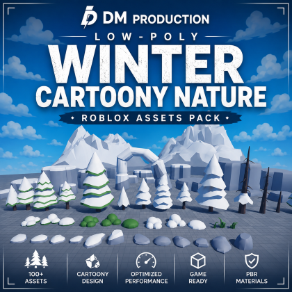 Low-Poly Roblox Winter Cartoony Nature Assets Pack