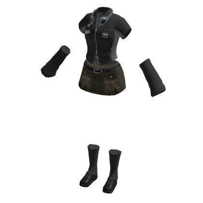 🍀Y2K Denim Skirt & Warmers Outfit (Black)