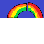 come under the red orange + blue