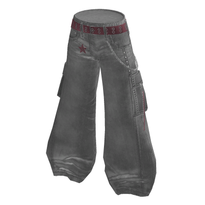 Y2K Star Charm Baggy Pants - White