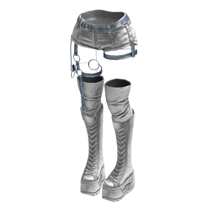 Gothic Emo Y2K Shorts boot straps (WhiteLightBlue)