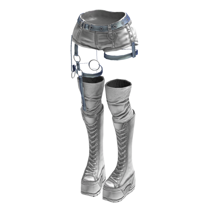 Gothic Emo Y2K Shorts boot straps (WhiteLightBlue)