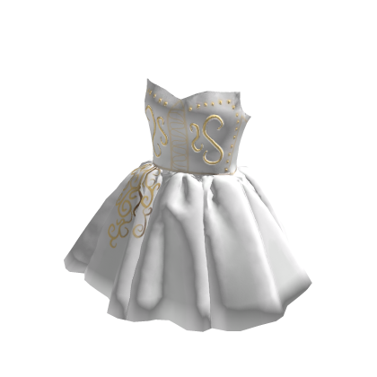 🫧 White Corset Dress with Gold Details