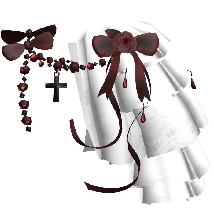Victorian Red Lace Pearl Ribbon Shoulder [L]