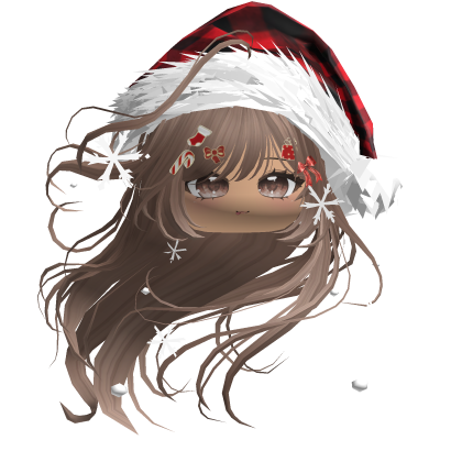 Windy Anime Hair w/Santa Hat (Milktea)