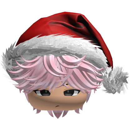 Messy Fluffy Pink Hair a Santa Hat Y2k Roblox item