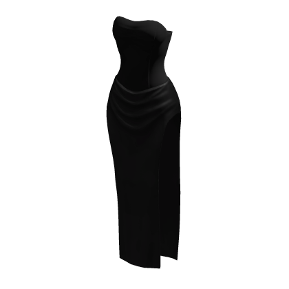 Black Evening Dress Elegant High Slit Silk Skirt