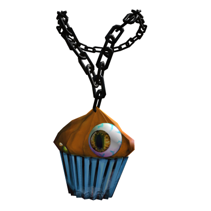 blue orange creepy cute eye cupcake necklace
