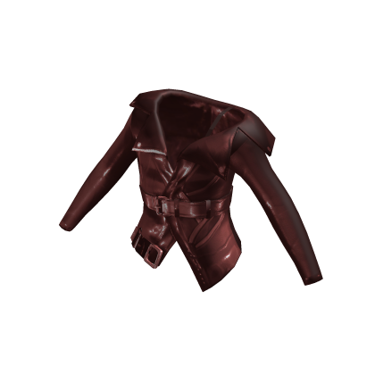 Off-Shoulder Dark Red Leather Jacket