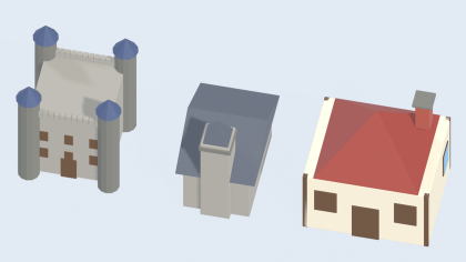Low Poly Building Pack House Shop Castle x29 preview 4