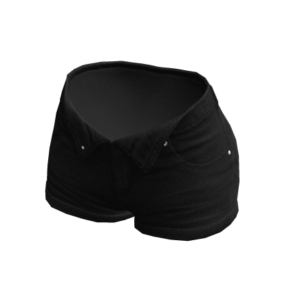 Jean Shorts Unzipped Black Denim Opened Ripped Y2K thumbnail