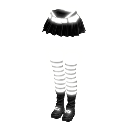 Glowing Emissive Y2K Emo Scene Stripe Skirt White