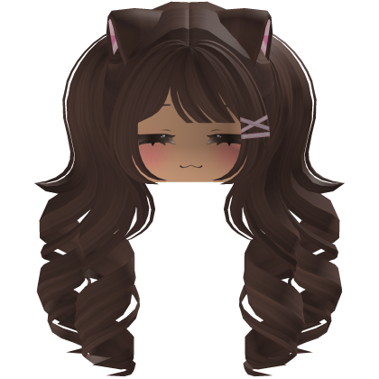 Cute hair emo Y2K cat-ear braids (brown)