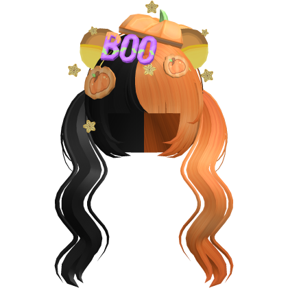 halloween kawaii bear black and orange pigtails v2 Roblox item