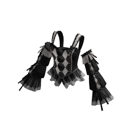 Coquette Corset Top w/ Sleeves (Black N White)