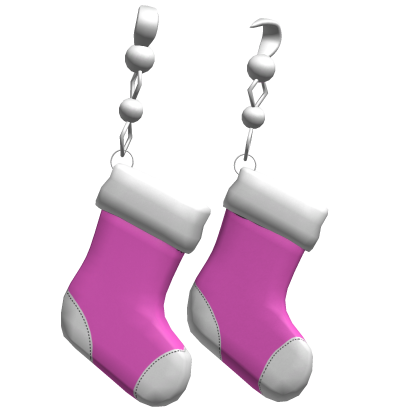 christmas sock earrings - pink