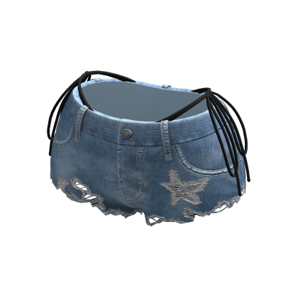 Y2K Ripped Light Denim Shorts w/ Black Bikini thumbnail