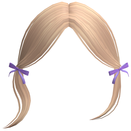 Cute Chibi Picnic Bangs In Blonde w Purple Bow Roblox item